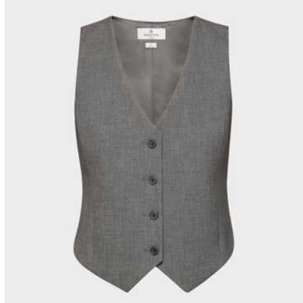 Babaton Curio Vest Heather Dark Gray Tailored Button Front Waistcoat 8 Designer